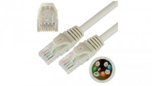 Patchcord UTP kat.5e kabel sieciowy LAN 2x RJ45 linka szary 30m NEKU
