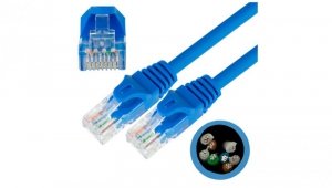 Patchcord UTP kat.5e kabel sieciowy LAN 2x RJ45 linka niebieski 5m NEKU