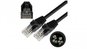 Patchcord UTP kat.5e kabel sieciowy LAN 2x RJ45 linka czarny 1,5m NEKU