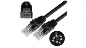 Patchcord UTP kat.6 kabel sieciowy LAN 2x RJ45 linka czarny 1m NEKU