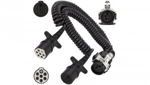 Spiralny adapter kablowy QLY-s do naczepy 24V wtyk 15-pin / 2 zalewane wtyki 7-pin typu N+S 4m