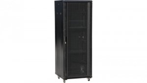 Szafa serwerowa rack 19 cali 27U 800x1000, drzwi szklane, kolor czarny FLAT PACK
