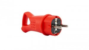 Wtyczka gumowa 16A 230V IP44 z uchwytem czerwona