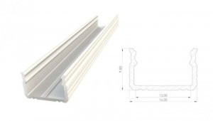 Profil ALU nawierzchniowy 9,8mm, lakierowany biały, dł 3000mm, max. szer. taśmy 12mm