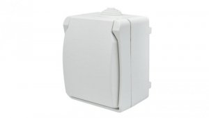 Gniazdo pojedyncze z uziemieniem natynkowe z klapką Aqua Plus IP44 białe 40224
