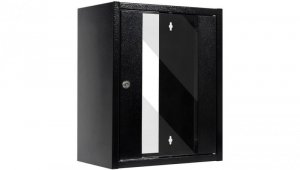Szafa wisząca RACK 10 9U 300mm drzwi szklane czarna NETRACK S-Line