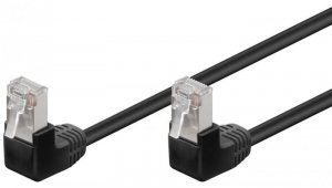 CAT 5e Kabel łączący 2x 90 pod kątem,F/UTP, Czarny - Długość kabla 2 m