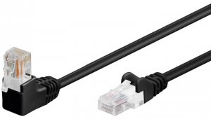 CAT 5eKabel łączący 1x 90 pod kątem,U/UTP, Czarny - Długość kabla 1 m