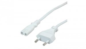 VALUE Kabel zasilający Euro z płaską wtyczką do C7, 2-biegunowy, biały, 1 m