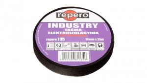 Taśma izolacyjna INDUSTRY na tkaninie 19mm x 25m Repero 735 czarna