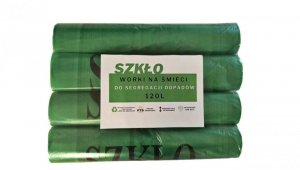 Worki na śmieci brązowe 120l do segregacji odpadów nadruk SZKŁO op. 100szt.