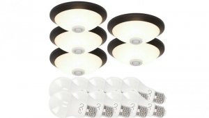 Komplet 5x Plafon z czujnikiem ruchu 360 Czarny E27 400.010.143 HOROZ + 10 x żarówka EDO777498