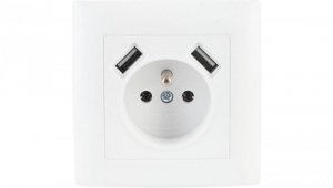 Gniazdo pojedyncze z uziemieniem z USB VCX LC 13A Biały