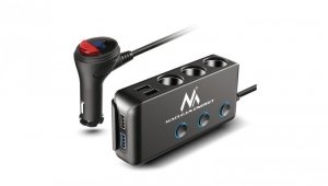 Rozdzielacz gniazda zapalniczki samochodowej Maclean MCE218, woltomierz, 3 gniazda zapalniczki, 1xQC 3.0, 3xUSB 6,8A, 1xPD 18W M