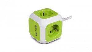 MagicCube poczwórne gniazdko prądowe, 2 wejścia usb 1,4m GreenBlue GB118 GB118