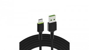 Kabel Green Cell GC Ray USB - USB-C 120cm, zielony LED, szybkiego ładowanie Ultra Charge, QC 3.0