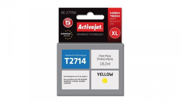Tusz Activejet AE-27YNX (zamiennik Epson 27XL T2714 Supreme 18 ml żółty)