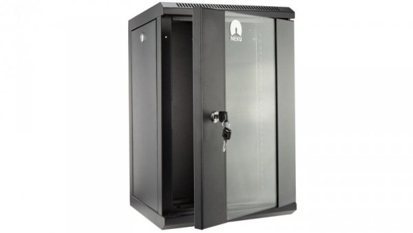 Szafa wisząca RACK 10 cali 9U 300mm czarna NEKU TS