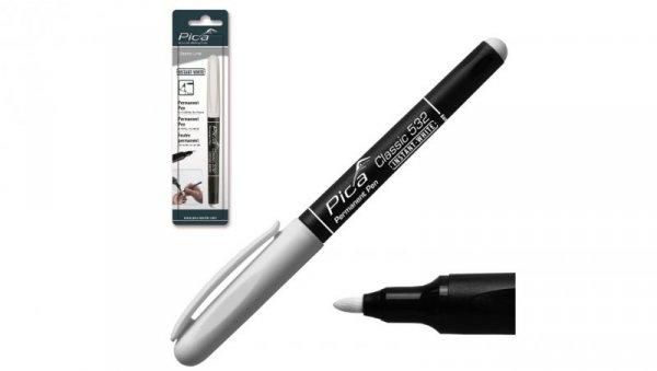 Marker permanentny pisak do wielu powierzchni biały 1-2mm PICA Classic 532/52
