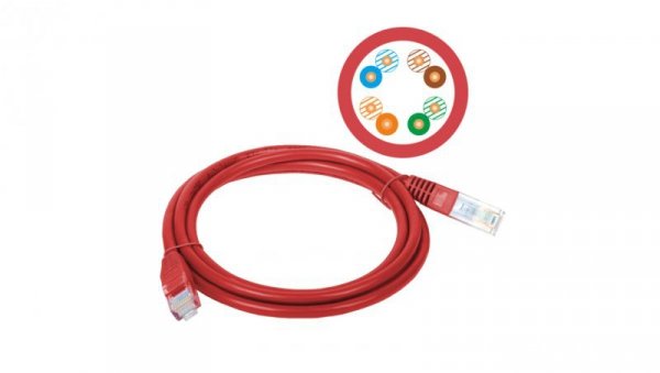 Patchcord UTP kat.6 kabel sieciowy LAN 2x RJ45 linka czerwony 2m Alantec