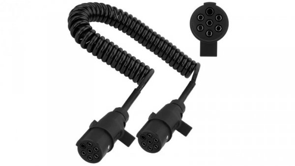 Przewód spiralny QLY-s kabel do naczepy zakończony plastikowymi wtykami 7-pin typu N 24V 4m