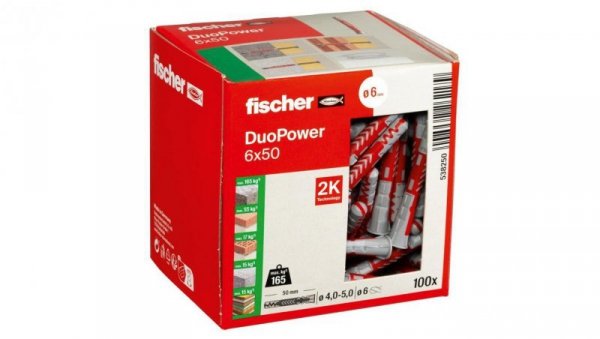 Kołki rozporowe uniwersalne DuoPower 6x50 100 sztuk FISCHER