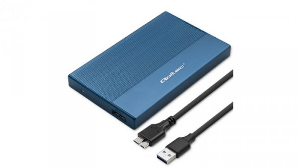 Qoltec Aluminiowa Obudowa Kieszeń na dysk SSD HDD 2.5 SATA USB 3.0 Super speed 5Gb/s 2TB Niebieski