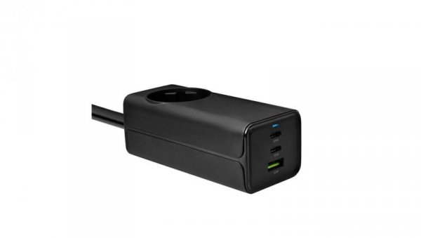 Ładowarka sieciowa Akyga AK-CH-21 65W 2xUSB-C USB-A PD GaN 5-20V / 1.5-4.5A + gniazdo AC czarna 1.5m