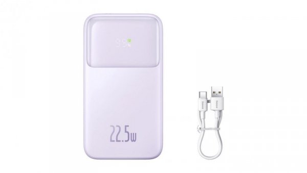 Powerbank Baseus Comet Series z wyświetlaczem 10000mAh 22.5W - fioletowy + kabel USB-A / USB-C