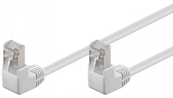CAT 5e Kabel łączący 2x 90 pod kątem,F/UTP, Biały - Długość kabla 5 m