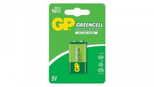 1 x bateria cynkowo-węglowa 6F22 / 9V GP GreenCell