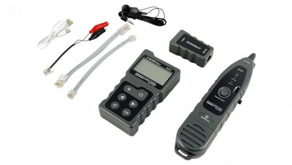 Wszechstronny tester kabli sieciowych z funkcjami PoE, śledzenia, pomiaru długości i testowania ciągłości z wyświetlaczem