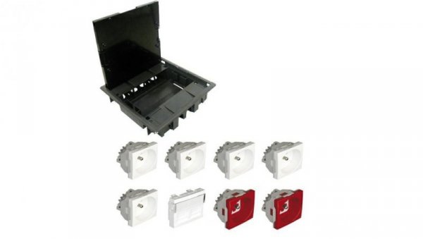 EFAPEL FLOOR BOX puszka podłogowa do podłóg technicznych 5x gniazdo 230V z/u + 2x gniazdo DATA z/u + 2x gniazdo RJ45 kat. 6 FTP