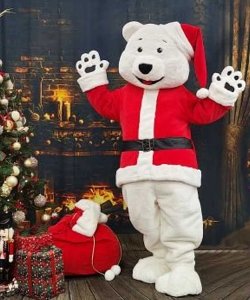 Chodząca żywa duża maskotka - Miś Polarny Santa Claus