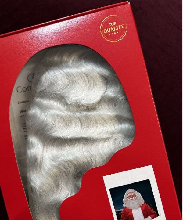 luksusowy zarost Świętego Mikołaja – peruka, broda, wąsy, brwi – pudełko