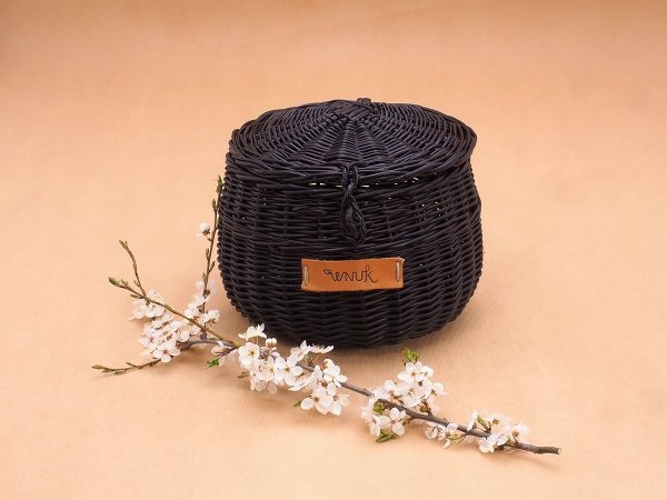 Szkatułka okrągła Wenge Baryłka 20 cm - sklep z wiklina - zdjęcie