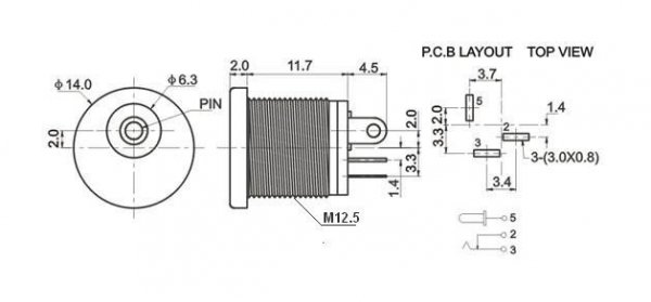DC jack 2.1mm, Boss style