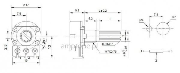 Potentiometer 100k/B linear panel standard