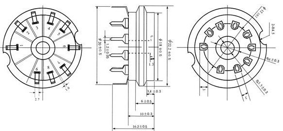 Socket 9 Pin PCB type4 GOLD