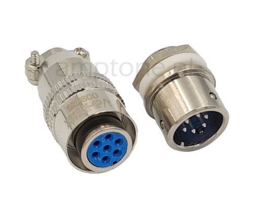 Socket 6pin DIN jack + plug, 12mm