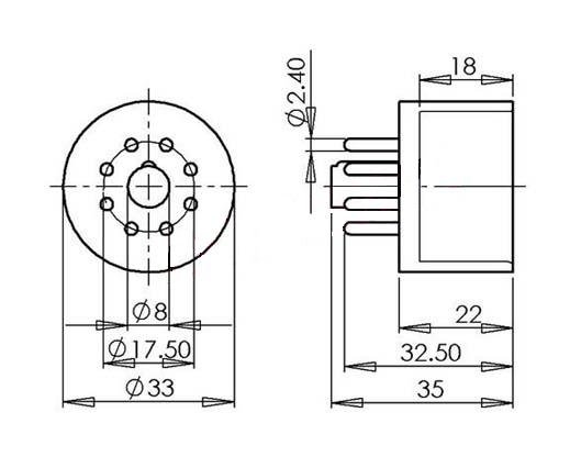 Podstawka Octal  + cokół, Octal 8pin