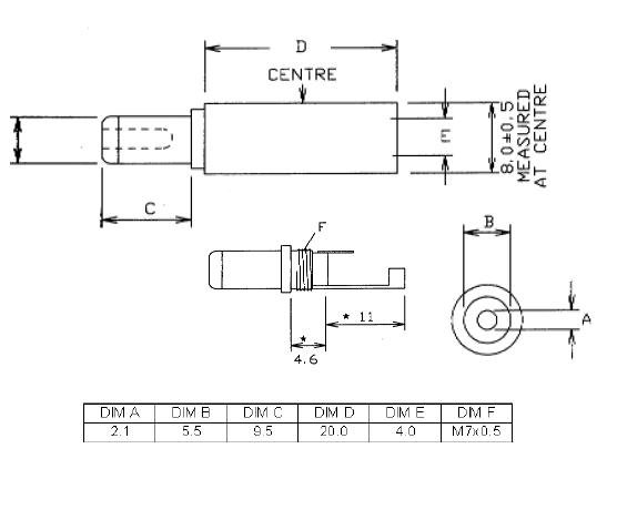 Wtyk DC jack 2.1mm Cliff