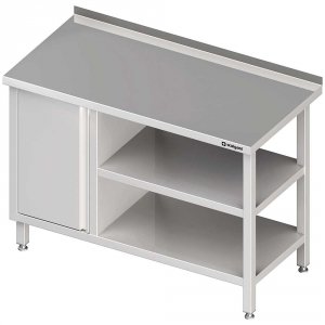 Stół przyścienny z szafką (L),i 2-ma półkami 1800x700x850 mm