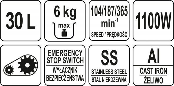 MIKSER PLANETARNY 30L, 3-PRĘDKOŚCI, 1100 W