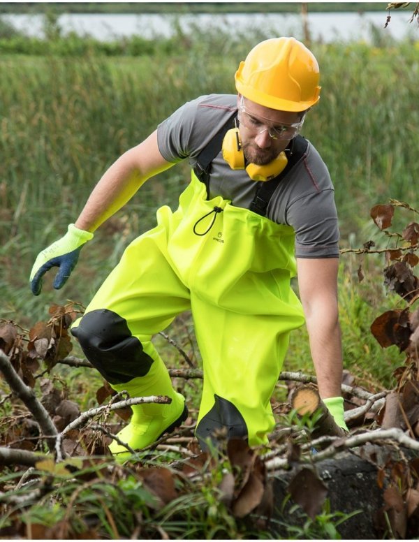 WATERPROOF FLUO CHEST WADERS MAX S5 (SAFETY BOOTS S5 AND KNEE REINFORCEMENT) SBM01 FLUO