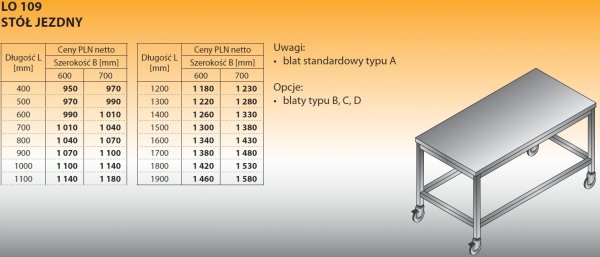 Stół jezdny lo 109 500/600