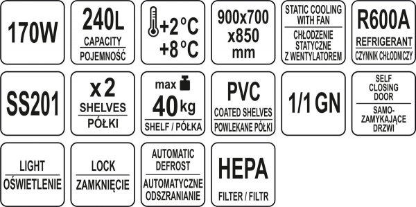 STÓŁ CHŁODNICZY 240L 2 DRZWI