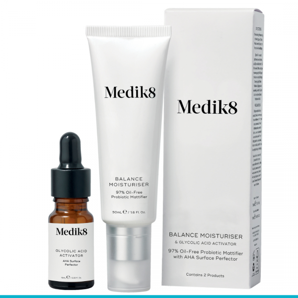 Medik8 Balance Moisturiser krem niedoskonałości skóry 50 ml + Glycolic Acid Activator preparat złuszczający 10 ml 