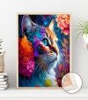 Malowanie Po Numerach Zestaw Kot w Kwiatach 40x50