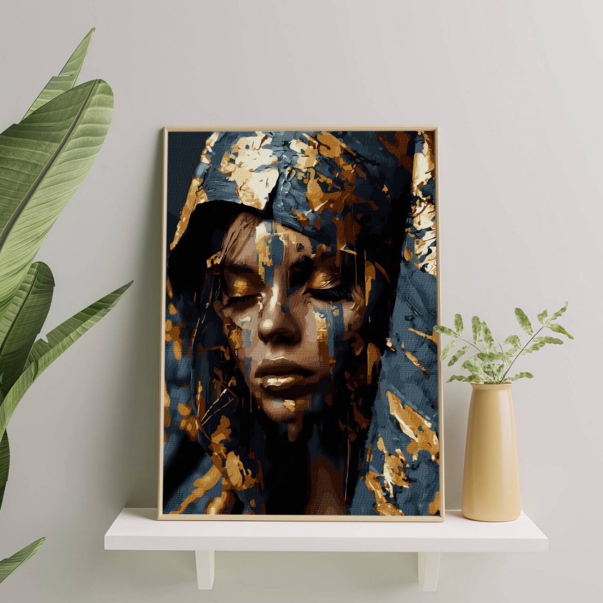 Malowanie Po Numerach Zestaw Mistyczna Kobieta 40x50 Złota Farba